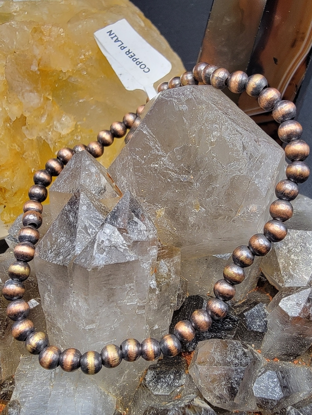 Desert Copper Pearl Stretch Bracelet Size 6.5 -7 Dainty Southwestern Bojo Tribal